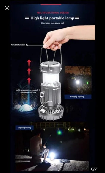 6 in 1 Portable Outdoor Led Camping Lantern with Fan