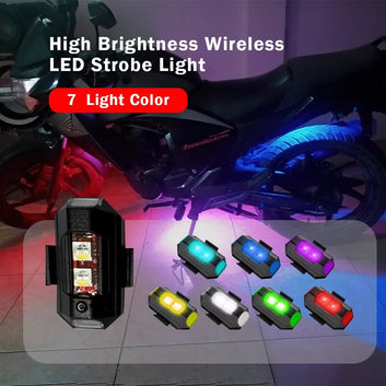2 Pcs Universal Led Aircraft Strobe Lights Anti Collision Warning Light with USB Charging 7 Colors